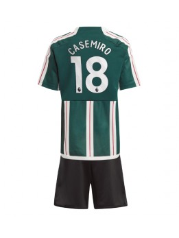 Manchester United Casemiro #18 Replika Borta Kläder Barn 2023-24 Kortärmad (+ byxor)